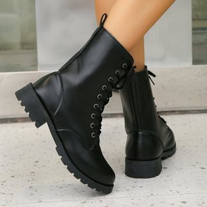 <span class=keywords><strong>Stivaletti</strong></span> da Donna in Stile Retrò Formale con Tomaia a Specchio, Suola Spessa, Lacci Laterali e Tacco Chunky - Product Image 5