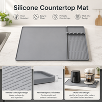 Tapis en silicone pour machine à café, dessous de tasse, set de table, plateau isolant résistant à la chaleur, carré, moderne et minimaliste