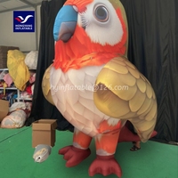 Grand ballon perroquet gonflable de 5m dessin animé coloré pour les décorations d'événements accessoire de fête souffleur d'air lampe à LED pour la navigation