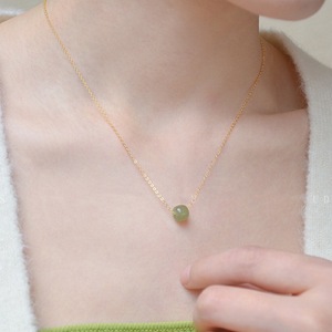 Collar de Perlas de Agua Dulce de Jade Natural de Hotan para Mujer, Plata 925 con Colgante Simple, Nuevos Dijes Finos y Cadena - Product Image 5