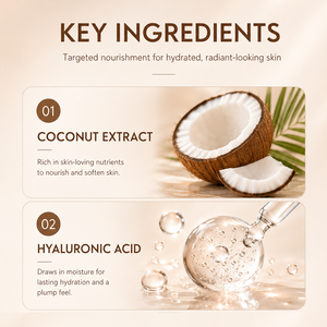 Masque facial hydratant à la noix de coco Greenlem avec essence hydratante et nourrissante en profondeur, éclaircissant pour peaux sèches, marque privée - Product Image 5