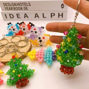 DIY Handmade Beaded Santa Claus Keychain Crystal Christmas <b>Key</b> Chains Charm Handicrafts Christmas Gifts Christmas Tree Keychain - Product Image 3