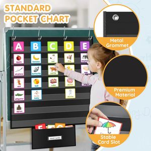 Tableau de poche 28x28 pouces, 7 poches avec sac de rangement pour mur de mots en classe, utilisation par les enseignants et les élèves - Product Image 4