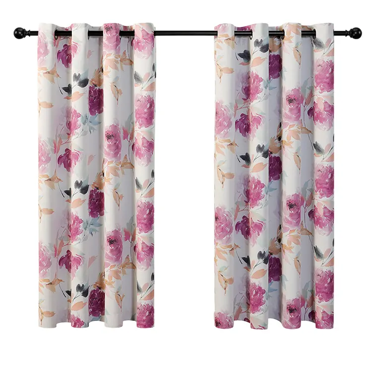 Factory Direct Sale Blackout Yiwu Cheap Floral Printed Curtains Door Curtains Southeast Asia Cheap Window Curtain Fabric African