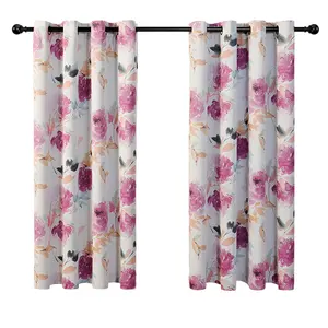 Venda direta da fábrica Blackout Yiwu barato Floral Impresso Cortinas Porta Cortinas Sudeste Asiático Barato Janela Cortina Tecido Africano