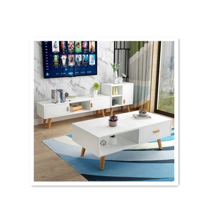 Modern klasik gaya Nordic kayu Cina grosir ruang tamu furnitur sofa kabinet <span class=keywords><strong>TV</strong></span> dengan <span class=keywords><strong>TV</strong></span> berdiri meja kopi - Product Image 4