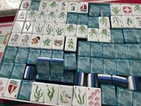 Lüks Kıyı Okyanusu Temalı Mahjong Taşları Sanat Seti 160 Taşlı Set, Su Geçirmez, Çevre Dostu, Aqua Mermer Sırtlı