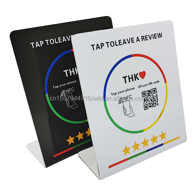 Review Tap Stand Custom Printing Acrylic Nfc Table Display Stand QR Code Scan Review Card for Google Review Stands
