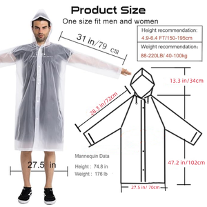 Custom Logo and Size Waterproof Reusable EVA Rain Ponchos for Adults Lightweight Rain Jackets <strong>Raincoats</strong> for Men Women Rainwear - Product Image 2
