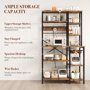 SENYU Modern Wood Kitchen Storage Rack With 5 <b>Shelves</b> Reinforced Metal Frame Durable Design For Stability - Product Image 6