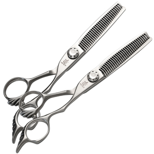 6 pulgadas profesional peluquero tijeras <span class=keywords><strong>de</strong></span> corte <span class=keywords><strong>de</strong></span> pelo adelgazamiento dientes tijeras conjunto - Product Image 1
