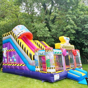 Castillo inflable gigante para fiestas infantiles al aire libre con tobogán, combo de juegos inflables con temática de científico loco. - Product Image 4