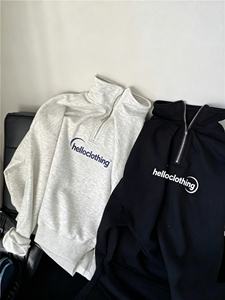 เสื้อฮู้ดซิปครึ่งตัวสำหรับผู้หญิง ปักลายตัวอักษร ผ้าโพลีเอสเตอร์ผสมคอตตอน ระบายอากาศได้ดี เป็นมิตรกับสิ่งแวดล้อม เหมาะสำหรับใส่ในฤดูใบไม้ผลิ - Product Image 2