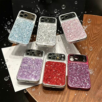 Coque de téléphone de luxe pour femme avec strass brillants et grand miroir, protection intégrale de l'objectif de la caméra pour iPhone 18 17 16 Pro Max 15 Pro