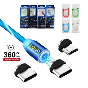 3合1磁性发光2.1快速充电手机微型USB C型发光二极管发光充电电缆