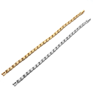 Brazaletes ajustables de cadena y eslabones de acero inoxidable biomagnético unisex, joyería de aniversario de moda - Product Image 2