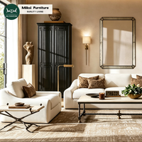 Canapé en tissu style californien pour salon, accoudoirs roulés, coussins moelleux, canapé rembourré pour villa et appartement, mobilier écologique