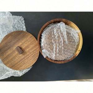 Bol à salade en bois d'acacia durable avec couvercle, logo personnalisé, boîte en bois écologique pour amandes, raisins secs, confitures de fruits secs - Product Image 2