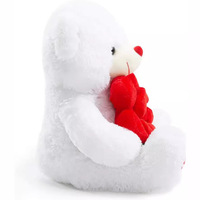 Nouveau design 100% recycler la farce en peluche rose blanc étreignant Rose fleur doux ours en peluche pour cadeau de saint valentin