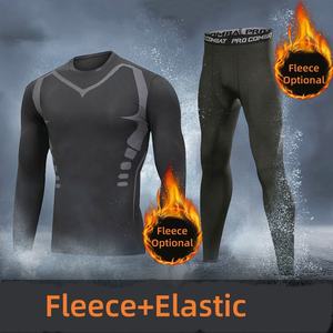 Conjunto de 2 Piezas para Hombre, Pantalones de Compresión Sólidos y Camiseta de Manga Larga, Transpirable, de Secado Rápido, Forro Polar, Corte Ajustado, para Correr y Senderismo - Product Image 6