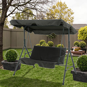 Fauteuil balançoire de patio moderne Sunte pour 2/3 personnes, balançoire extérieure avec auvent, balançoire de véranda avec coussin épais amovible et auvent convertible - Product Image 2