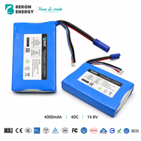 Batería de polímero de litio de alta tasa de descarga 40C S1P de 14.8V 2000mAh 2500mAh 3000mAh 4000mAh para arranque de emergencia de coche