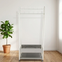 Porte-manteau pliable moderne à double niveau en fer pour magasin, salon, rangement de pantalons et chaussures, gain de place, écologique, durable