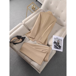 Women's Black Suit <b>Set</b> Full Sleeve Worsted Anti-Wrinkle Business Commute Interview <b>Office</b> Lady Workwear - Product Image 4