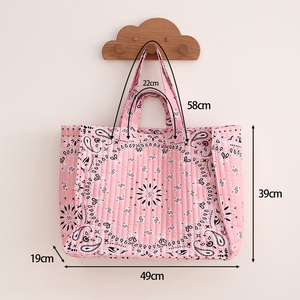 Bolso Tote Acolchado con Estampado Paisley <span class=keywords><strong>Vintage</strong></span>, Multicolor, Reutilizable, Grande, para Uso Diario - Product Image 2