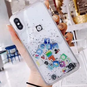 Capa de celular com glitter líquido neon, capa de celular com glitter quicksand líquido, design personalizado para iphone xs max xr