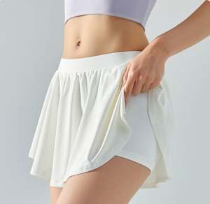 Celana pendek latihan olahraga 2-In-1 Logo kustom rok Mini pakaian tenis kebugaran Gym pinggang elastis untuk pakaian olahraga Golf Tenis - Product Image 4