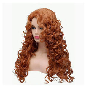Peluca de la Princesa Mérida de <span class=keywords><strong>Brave</strong></span> Legend - Peluca sintética de encaje sin pegamento, estilo bob rizado y grueso, con línea de cabello natural suave - Product Image 3