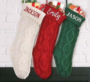 Décorations <span class=keywords><strong>de</strong></span> Noël personnalisées Chaussettes tricotées brodées personnalisées avec des noms <span class=keywords><strong>de</strong></span> bébé Chaussettes cadeaux - Product Image 1