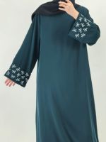 Robes Abaya pour femmes, broderie florale douce Nida, robes fermées pour femmes musulmanes