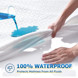 Protector de colchón de rizo de bambú antibacteriano impermeable personalizable almohadilla de protección de cama extraíble fácil de lavar King Queen - Product Image 3