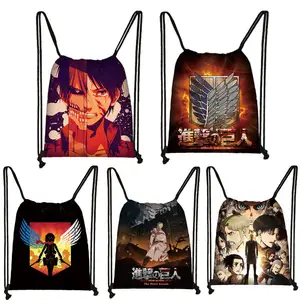 32 disegni popolare attacco Anime su titan borsa con coulisse Shingeki no Kyojin Shopping bag borsa per Anime