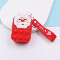 Porte-monnaie en silicone de Noël, Père Noël, jouet à bulles à presser, cadeau, porte-clés