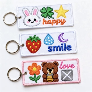 Llaveros de Acero Inoxidable al por Mayor, Ajustables, con Logotipo Personalizado Bordado, con Tela de Poliéster, Colores Personalizados - Etiquetas y Anillos para Llaves - Product Image 3