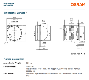 LED OSRAMs LVCRBP.01-KXLY-AD-Q525-350-R18 Verde OSLON para Señalización, Color Verde, 502.25nm, LED de un Solo Color - Product Image 6