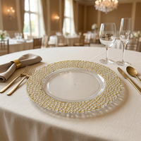 Assiette de Présentation Classique Européenne Luxe Léger Rétro en Plastique Écologique à Rayures pour Hôtels, Banquets et Mariages – Or