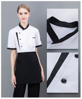 Vente Chaude Uniforme de Travail Personnalisé pour Personnel Serveur Serveuse Hôtellerie Restaurant Café Bar, Chemise de Travail Manches Courtes, Veste de Cuisinier