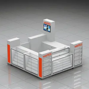 Mobile Phone Kiosk Design Shopping Center Electronics Retail Display Showcase Cell Phone Accessories and Repair Kiosk