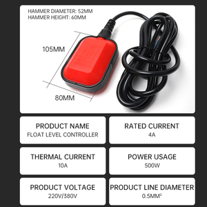 2m 3M 5m Nhựa không thấm nước Cáp <span class=keywords><strong>Float</strong></span> chuyển đổi cnaom Red <span class=keywords><strong>Float</strong></span> chuyển đổi mức điện điều khiển nước Tank vuông <span class=keywords><strong>Float</strong></span> chuyển - Product Image 5