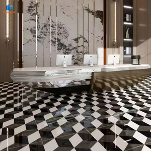 Azulejo de Porcelana Pulido de Lujo 800x800mm Negro Blanco Gris con Ilusión 3D para Vestíbulo de Oficina - Product Image 4