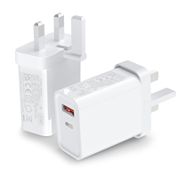 Adaptateur USB 20W avec prise UK, adaptateur secteur USB-C extensible pour chargeur, adaptateur de chargeur Apple pour iPhone 16