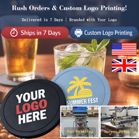 En stock : Lot de 6 sous-verres en silicone à prix réduit, idéal pour les événements, les agences et l'hôtellerie, personnalisable avec votre logo.