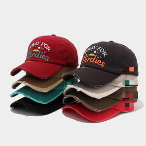 Nuovo Cappellino da Baseball 2026 con Ricamo 'Pray for Birdies', Bordo Sfrangiato e Strappato, Stile Vintage Lavato, Morbido e Casual - Product Image 1