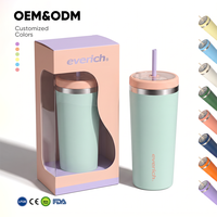 Gobelet de voyage isotherme personnalisable en acier inoxydable à double paroi de 24 oz avec couvercle à paille en silicone – Tasse réutilisable pour café et eau