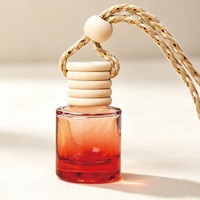 Diffuseur de parfum suspendu en verre dégradé de 8 ml pour huiles essentielles, flacon vide avec bouchon en bois pour désodorisant de voiture