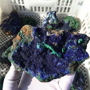 אבן אזוריט כחולה טבעית בסיטונאות, דגימה מינרלית לאבקת פיגמנט, אבן קריסטל ריפוי, אזוריט גולמי ולא מטופל ומלכיט - Product Image 5